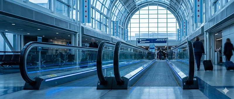 moving sidewalk - Chicago's O'Hare Airport